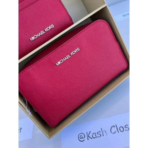 Michael Kors Giftable boxed item wallet & Travel Pouch - Bright Red - Picture 7 of 11
